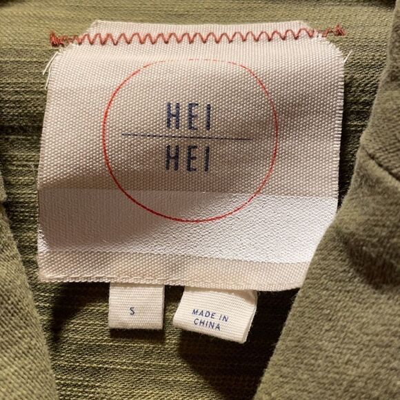 Anthro Hei Hei Olive Green Ruffled Utility Jacket - Picture 3 of 6